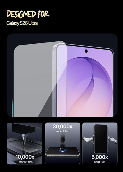 Lensarmor Premium 0.18mm Tempered Glass for Galaxy S26 Ultra (2 Pack) – Borderless Screen Protector, 9H HD Clear, Ultra Thin Protection