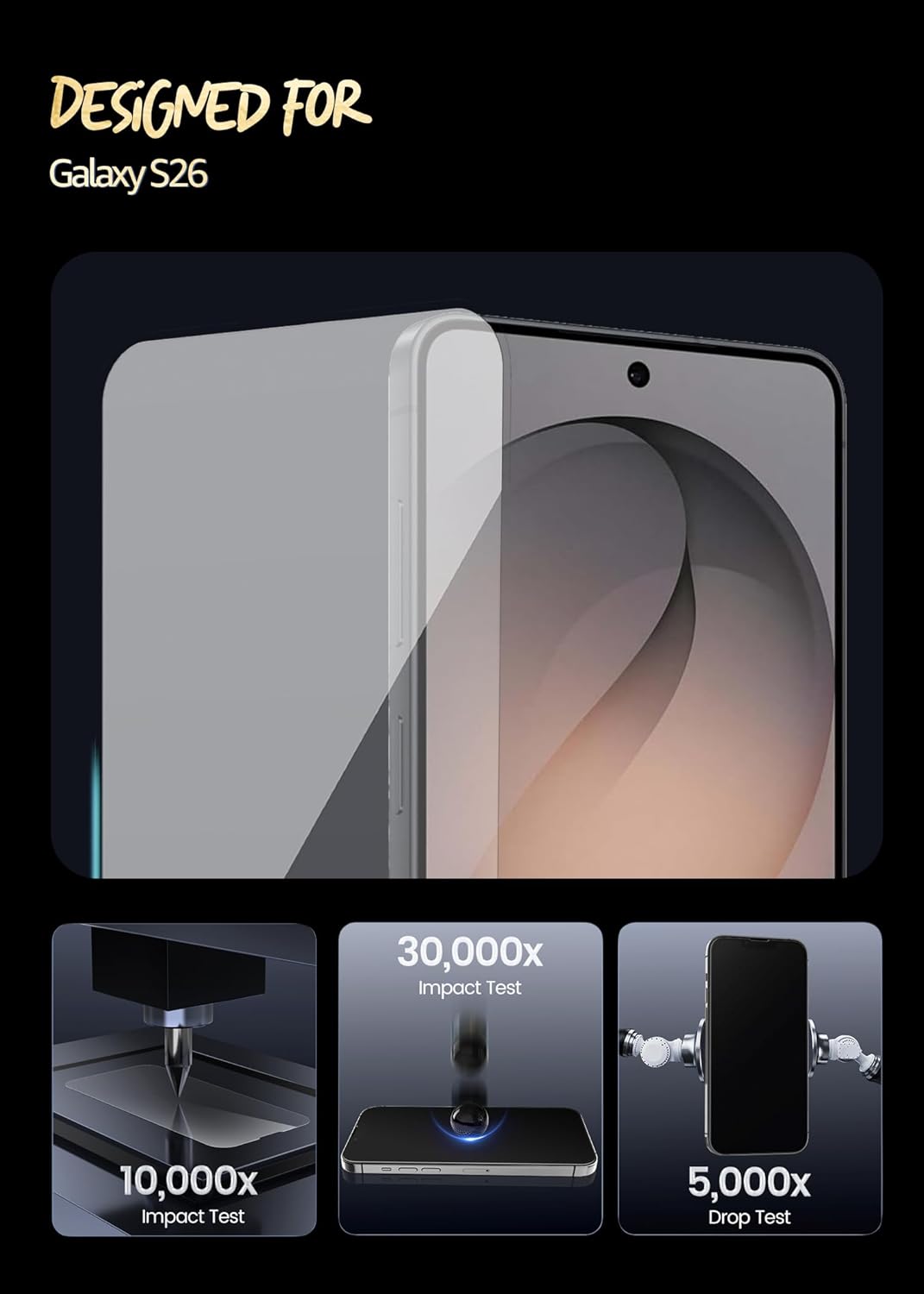 Lensarmor Premium 0.18mm Tempered Glass for Galaxy S26 / S26 Pro (2 Pack) – Borderless Screen Protector, 9H HD Clear, Ultra Thin Protection