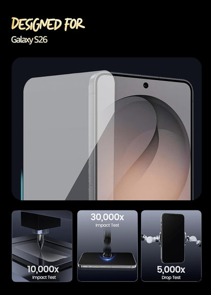 Lensarmor Premium 0.18mm Tempered Glass for Galaxy S26 / S26 Pro (2 Pack) – Borderless Screen Protector, 9H HD Clear, Ultra Thin Protection