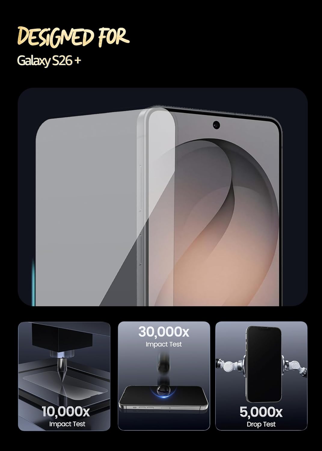 Lensarmor Privacy Tempered Glass for Galaxy S26 / S26 Plus (2 Pack) – Premium 0.18mm Borderless Privacy Screen Protector, 9H HD Protection