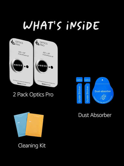 Lensarmor Camera Lens Protector for iPhone Air (2 Pack) – 9H Tempered Glass, Cloud White Finish, Case Friendly