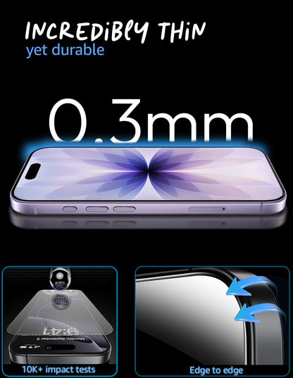 Lensarmor Military Grade Borderless Privacy Tempered Glass for iPhone 17(2 pack) – 9H Anti-Spy Screen Protector, Edge-to-Edge Protection